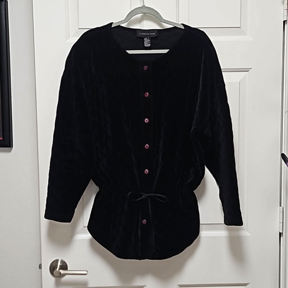 ✨️Classiques Sport Velvet Quilted Buttonfront Drawstring Waist Jacket Size Small